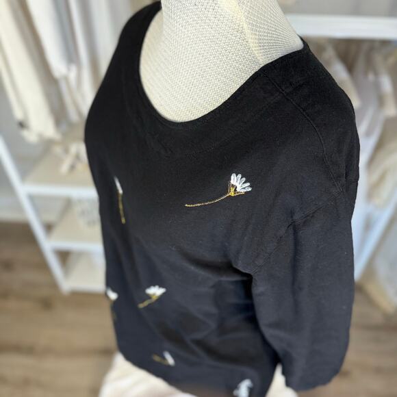 Lauriejo handmade women’s so. XL black tunic floral, boho feminine #3634 - Picture 4 of 6